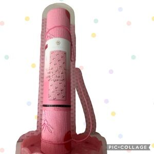 Pink 🍒Cherries and Bows 🎀 Pink Yoga Mat with Strap